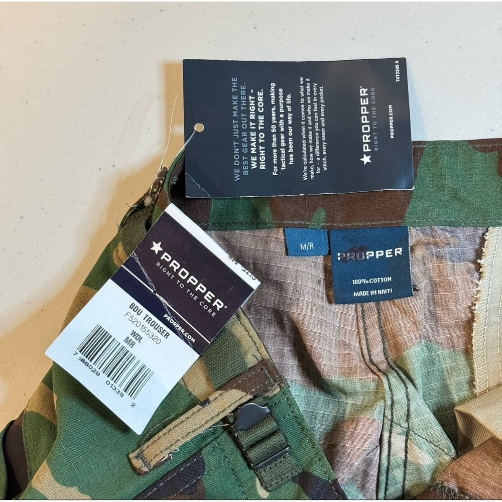 Propper BDU Army Green Woodland Camo Button Fly Ripstop Cargo Pants Men M 32x33 - Picture 5 of 9